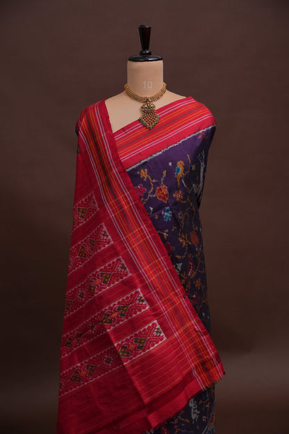 Pure Ikkat Soft Silk Saree - Aubergine Purple