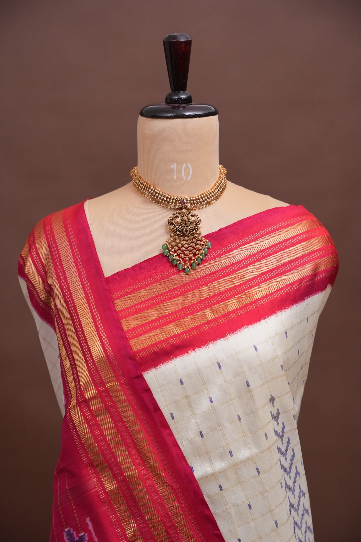 Pure Ikkat Soft Silk Saree - Red & White