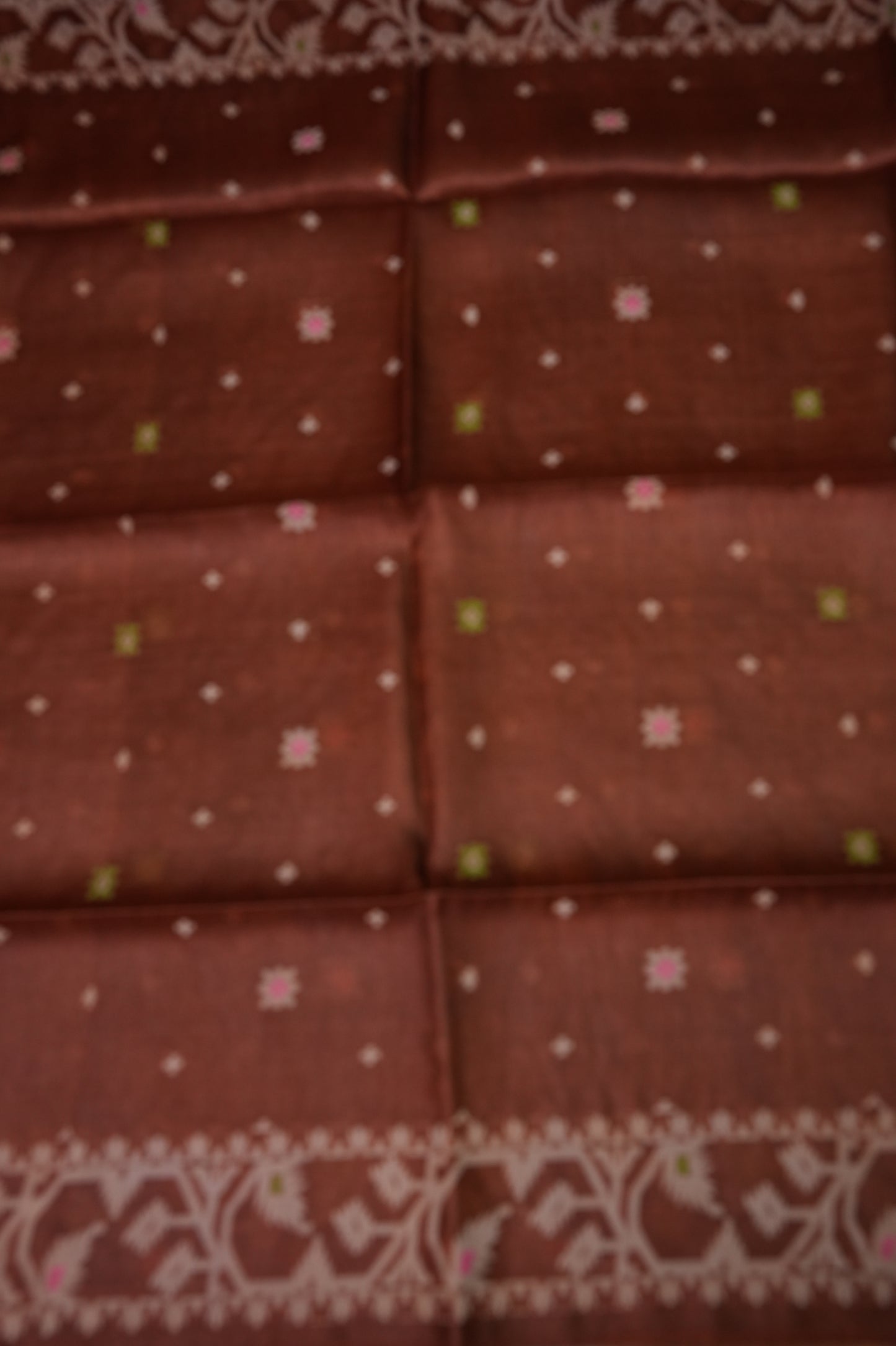 Pure Tussar Silk Saree with Jamdani Concept Weaving – Chocolate Brown | Silk Mark Certified