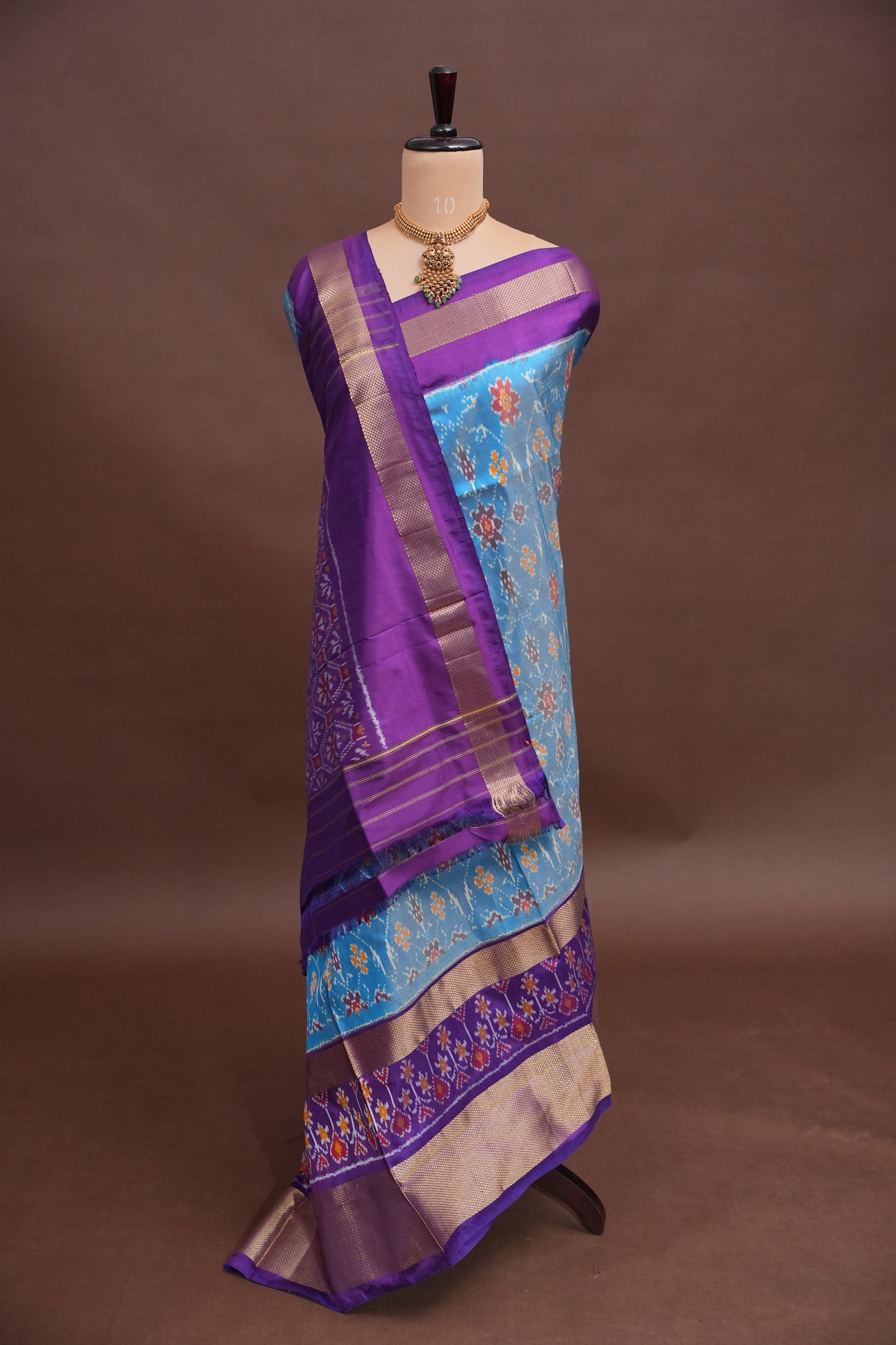 Pure Ikkat Soft Silk Saree - Blue & Deep Purple
