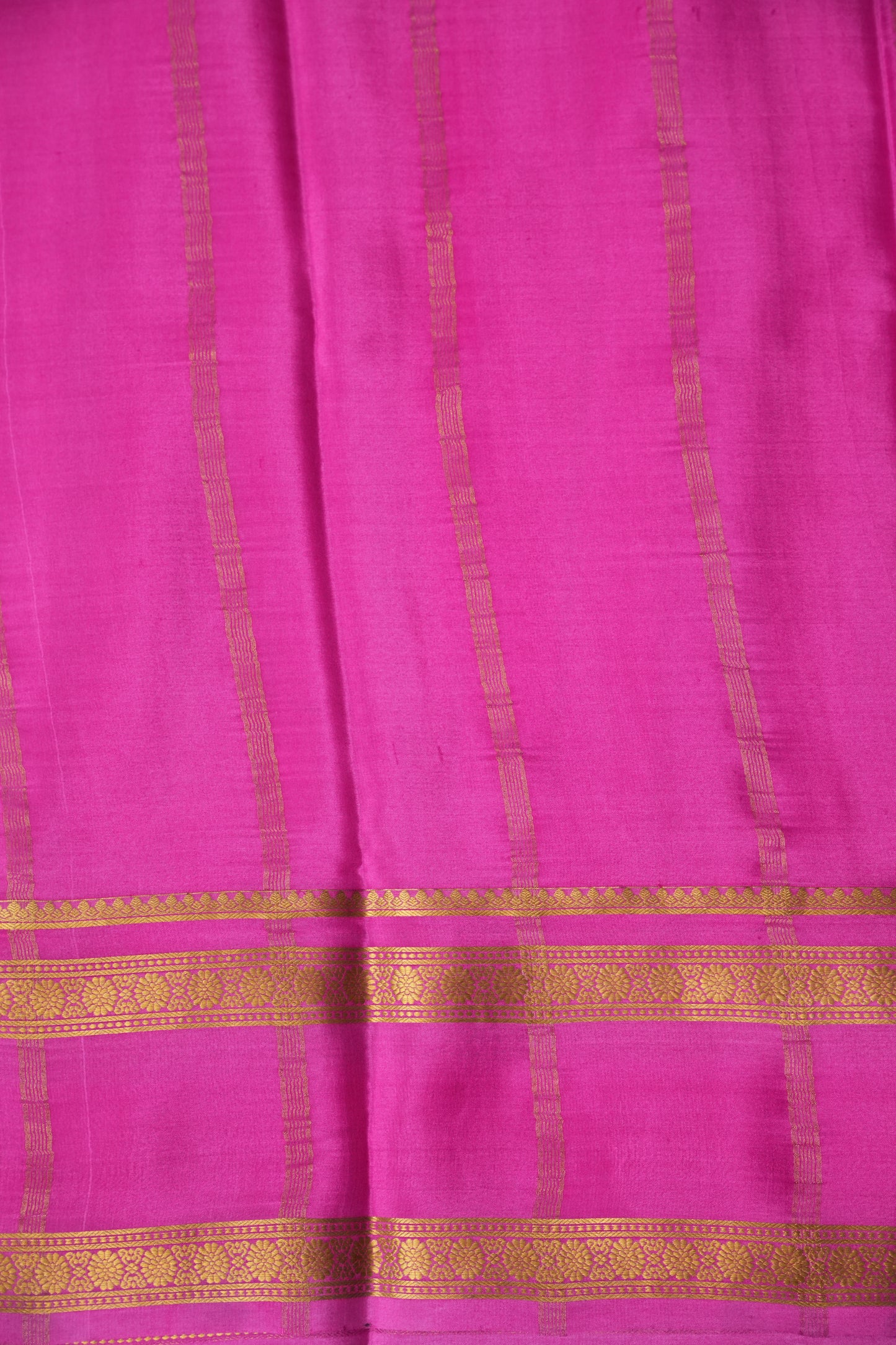 Pure Crepe Mysore Silk Saree - Pink & Powder Blue Pastel Stripes