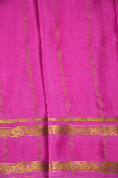 Pure Crepe Mysore Silk Saree - Pink & Powder Blue Pastel Stripes