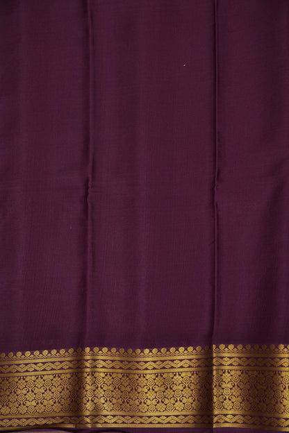 Pure Crepe Mysore Silk Saree - Ivory and Deep Purple