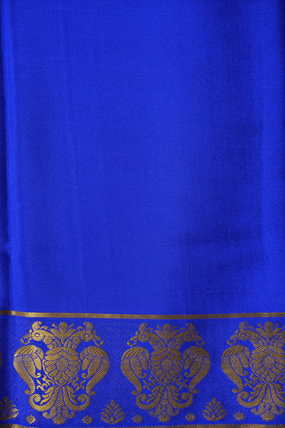 Pure Crepe Mysore Silk Saree - Ink Blue With Gandaberunda Motifs