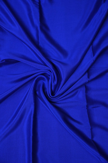 Pure Crepe Mysore Silk Saree - Ink Blue With Gandaberunda Motifs