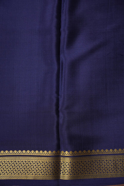 Half and Half Pure Crepe Mysore Silk Saree - Navy Blue & Teal Green