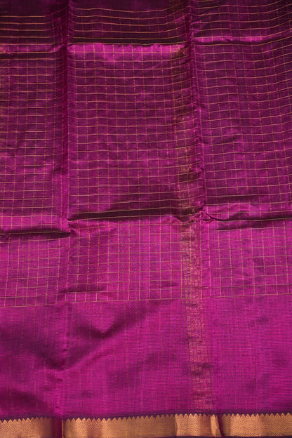 Pure Pattu Mangalagiri Silk Saree – Rani Pink with Gold Zari Checks