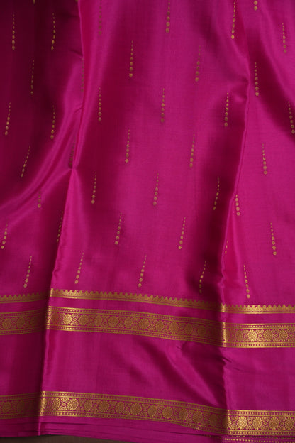 Plain Pure Crepe Mysore Silk Saree With Retta Pet Border - Hot Pink