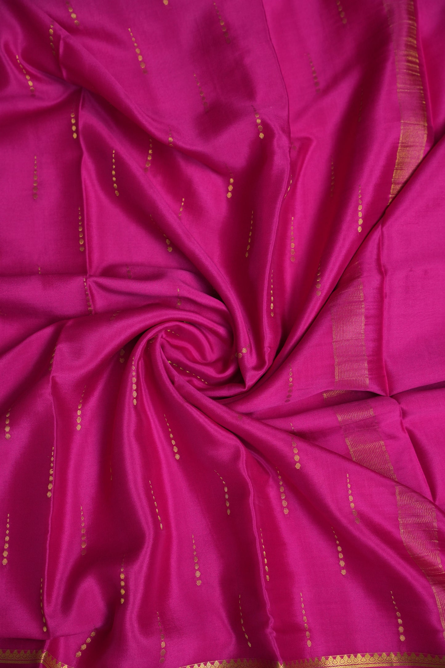 Plain Pure Crepe Mysore Silk Saree With Retta Pet Border - Hot Pink