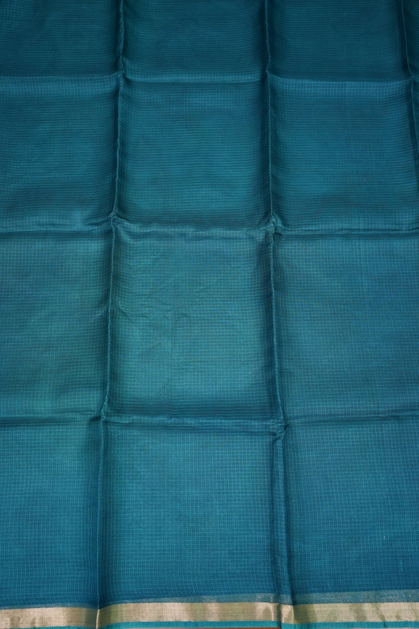 Silk Kota Saree with Zari Border – Teal Blue
