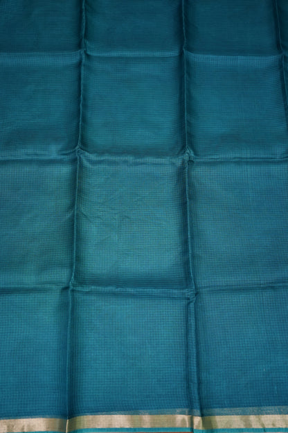 Silk Kota Saree with Zari Border – Teal Blue