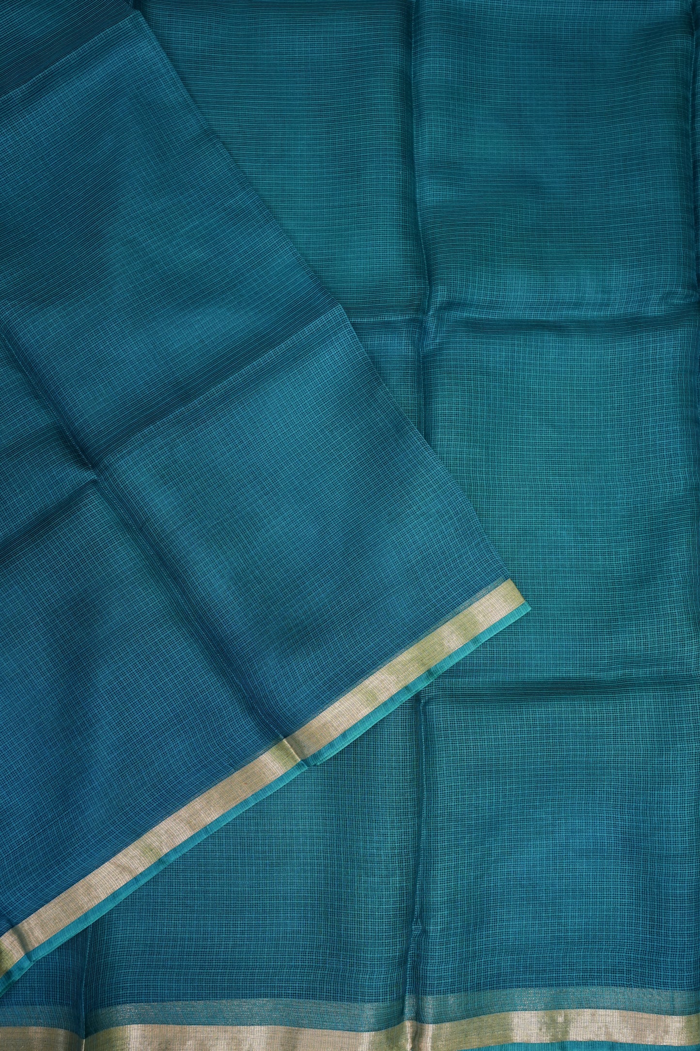 Silk Kota Saree with Zari Border – Teal Blue