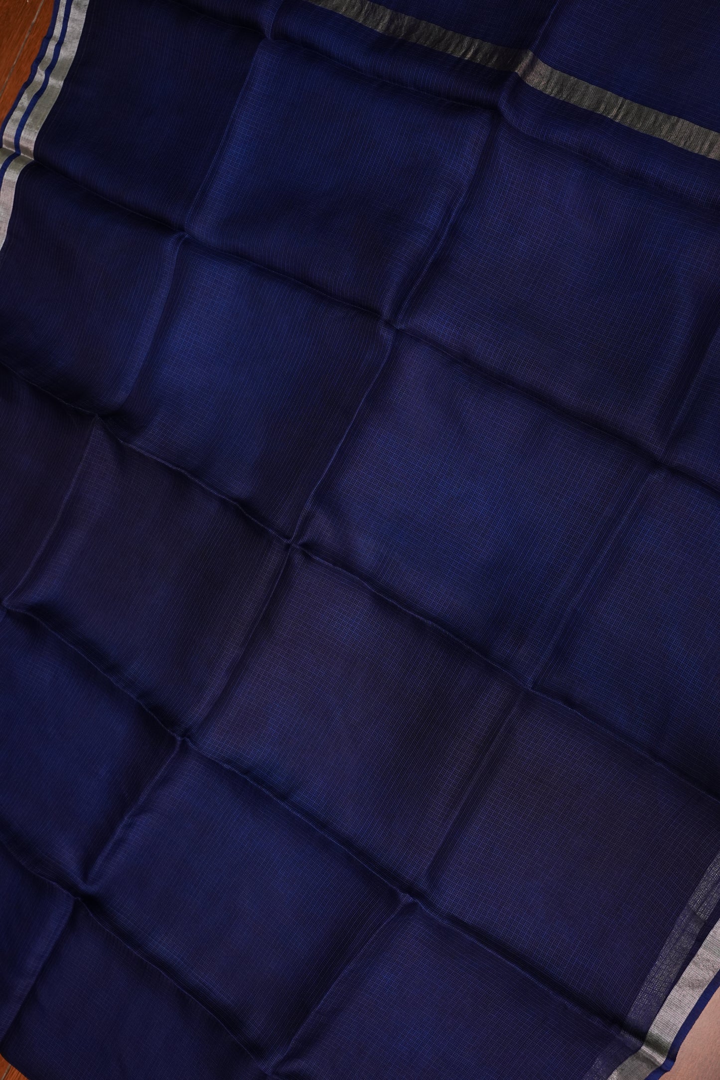 Silk Kota Saree with Zari Border – Midnight Navy Blue