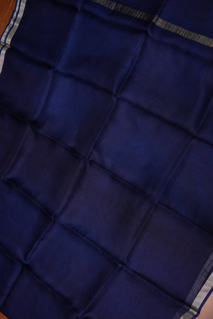 Silk Kota Saree with Zari Border – Midnight Navy Blue