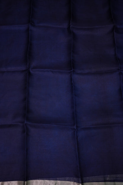 Silk Kota Saree with Zari Border – Midnight Navy Blue