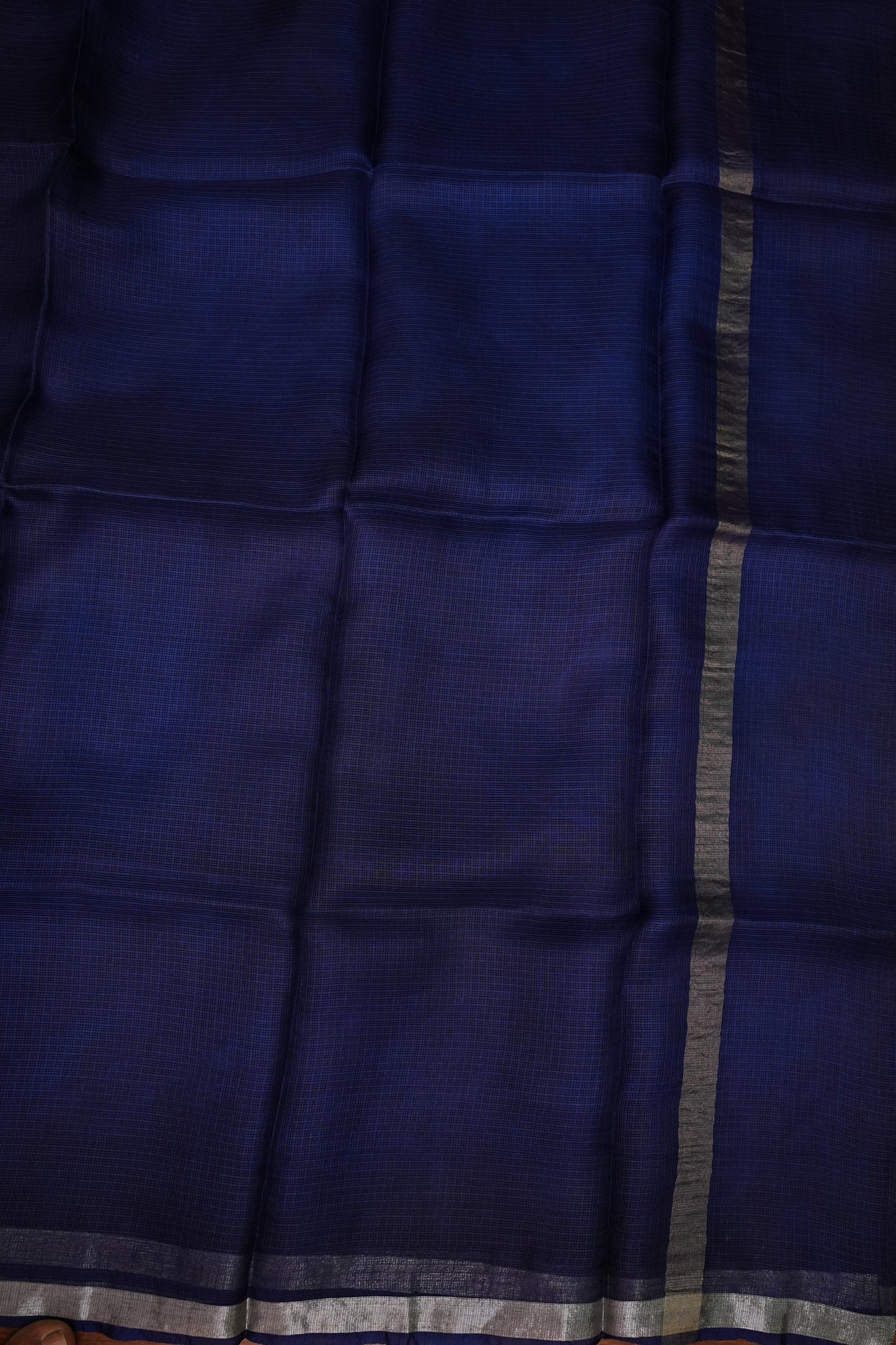 Silk Kota Saree with Zari Border – Midnight Navy Blue