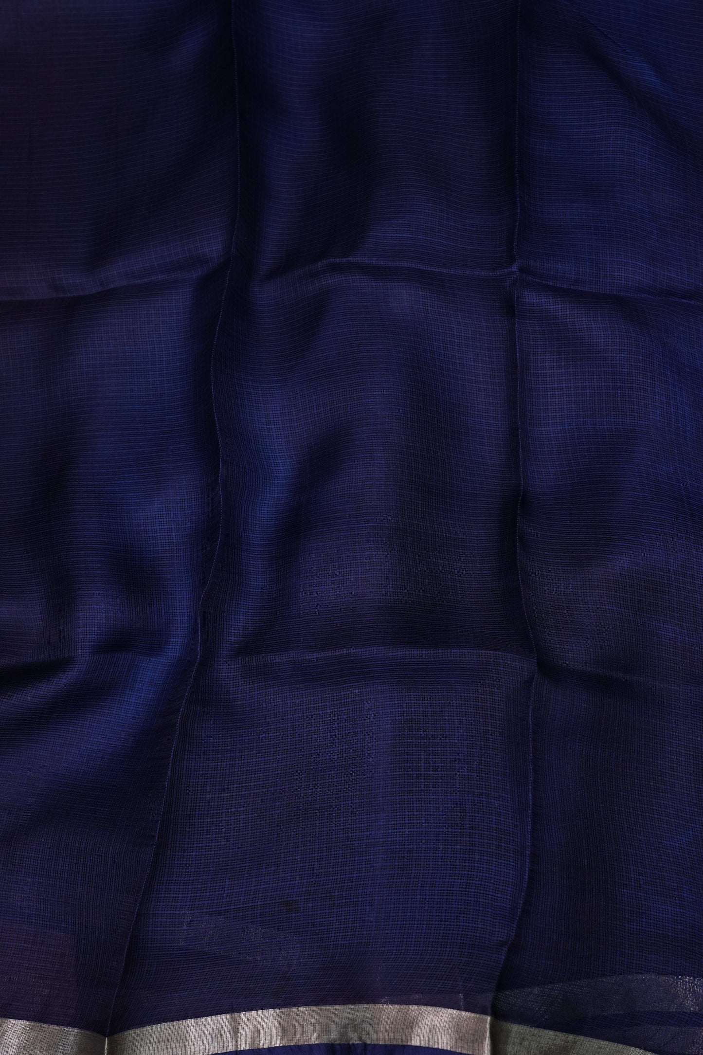 Silk Kota Saree with Zari Border – Midnight Navy Blue