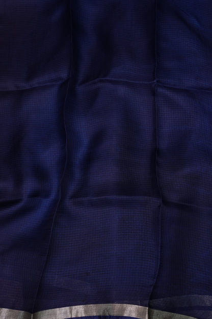 Silk Kota Saree with Zari Border – Midnight Navy Blue