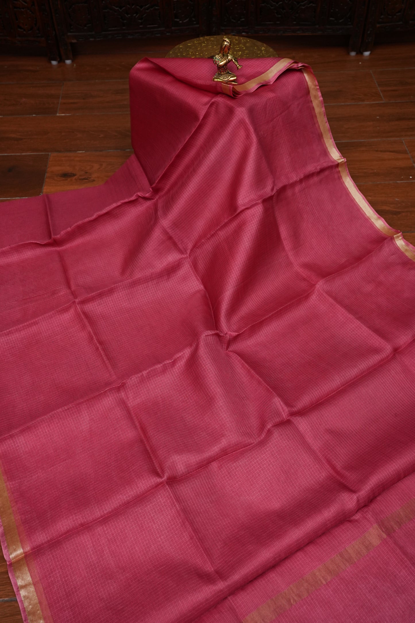 Silk Kota Saree with Zari Border – Raspberry Pink
