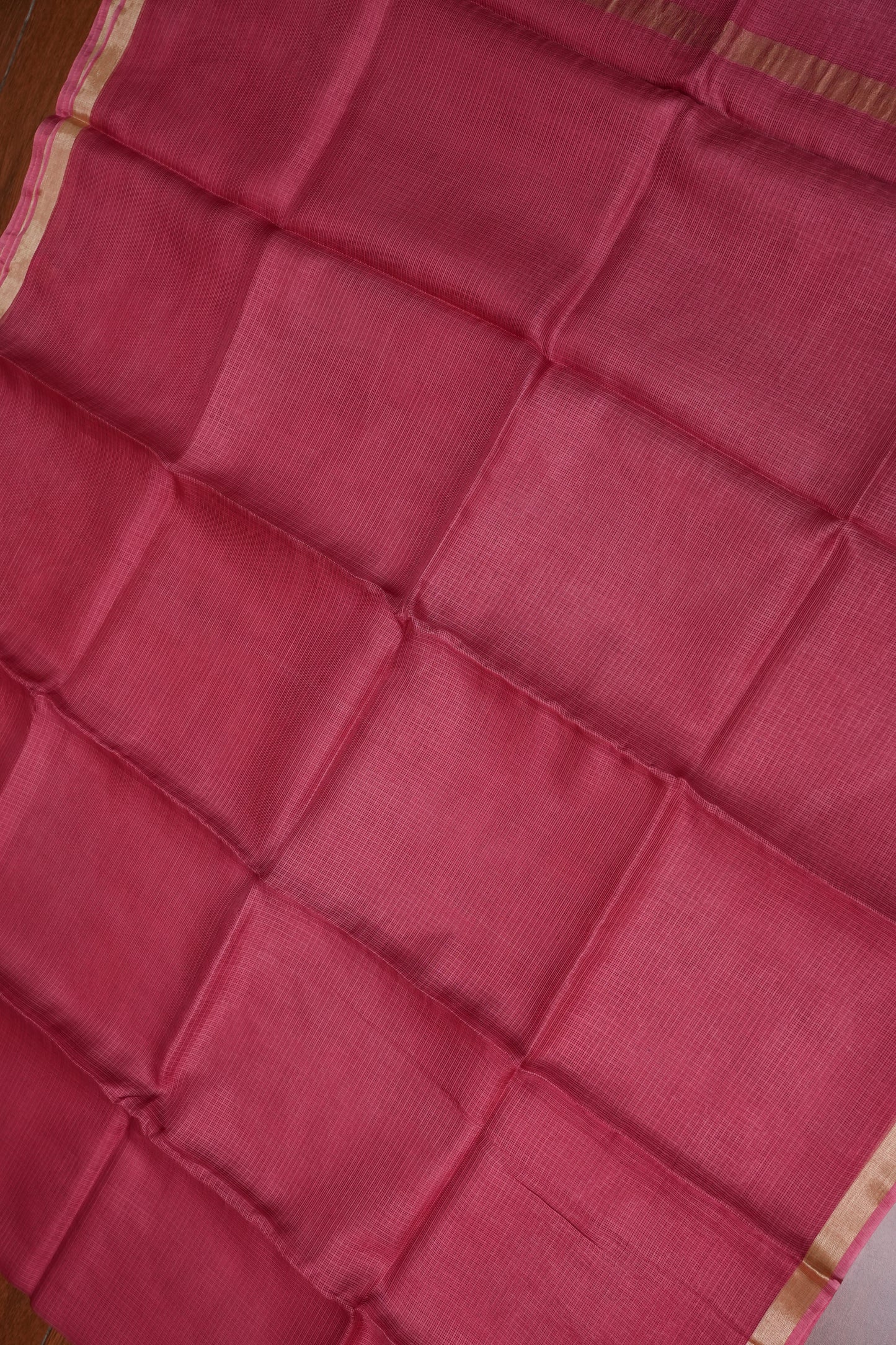 Silk Kota Saree with Zari Border – Raspberry Pink