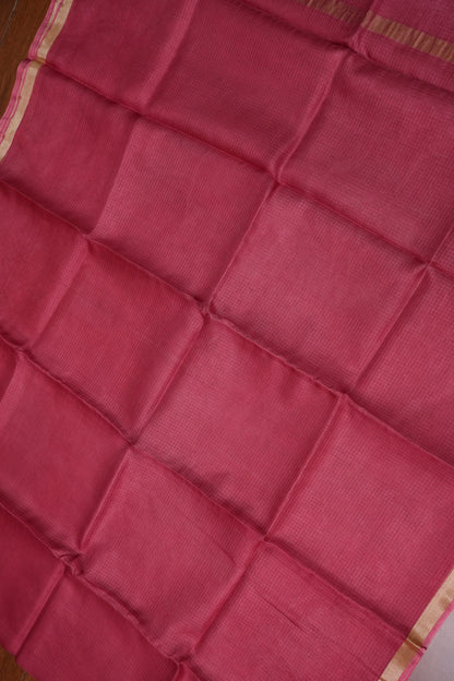 Silk Kota Saree with Zari Border – Raspberry Pink