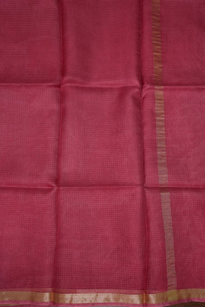 Silk Kota Saree with Zari Border – Raspberry Pink
