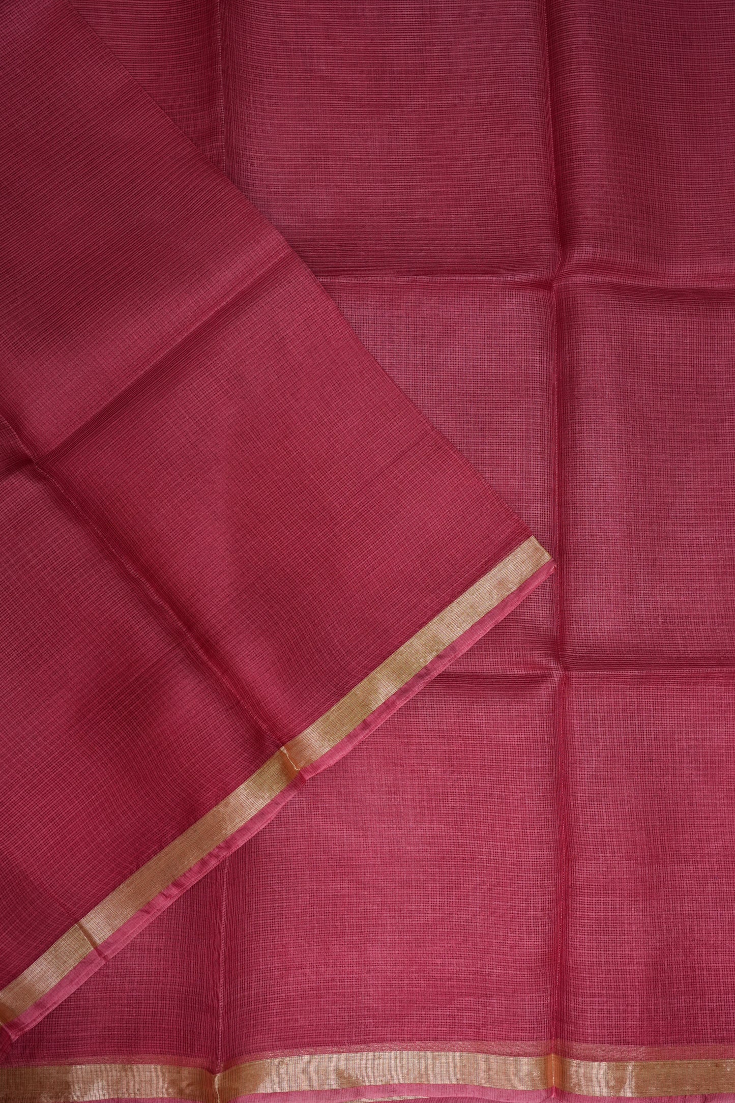 Silk Kota Saree with Zari Border – Raspberry Pink