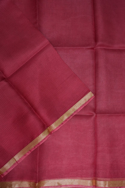 Silk Kota Saree with Zari Border – Raspberry Pink