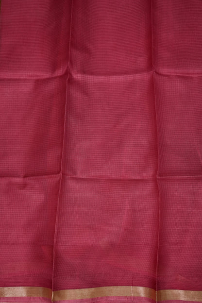 Silk Kota Saree with Zari Border – Raspberry Pink