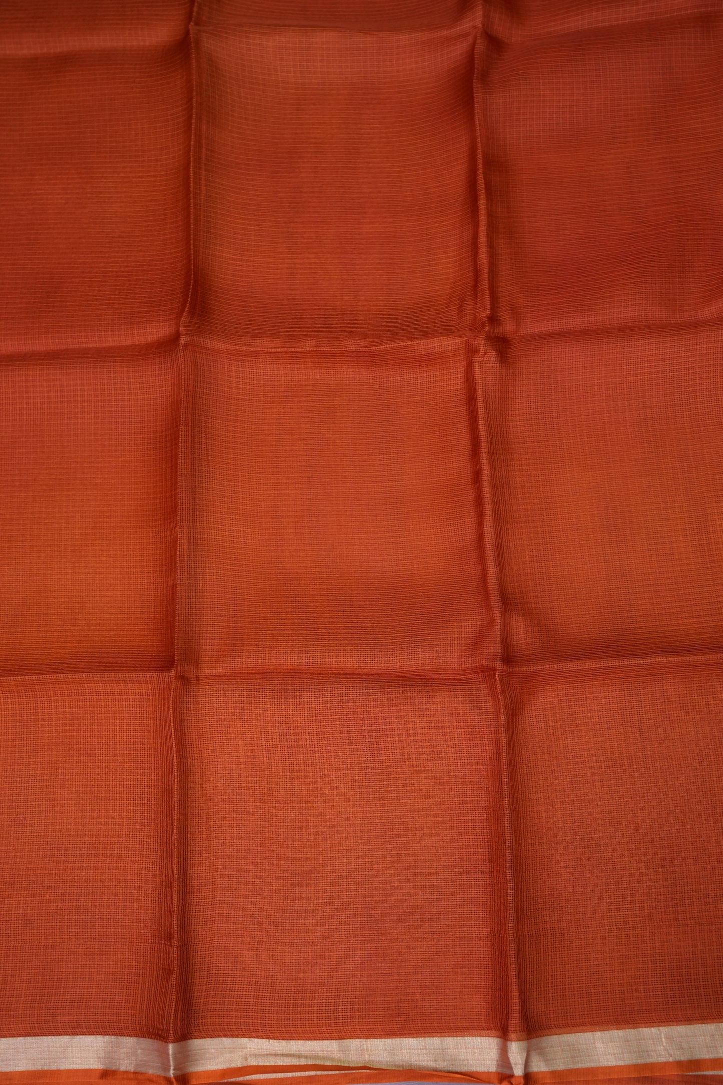 Silk Kota Saree with Zari Border – Rust Orange