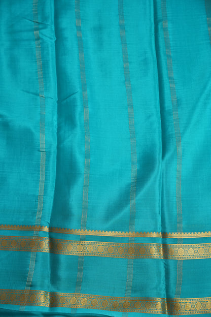 Multi Blue Shades in Pure Crepe Mysore Silk Saree With Self Retta Pet Border