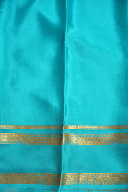 Multi Blue Shades in Pure Crepe Mysore Silk Saree With Self Retta Pet Border