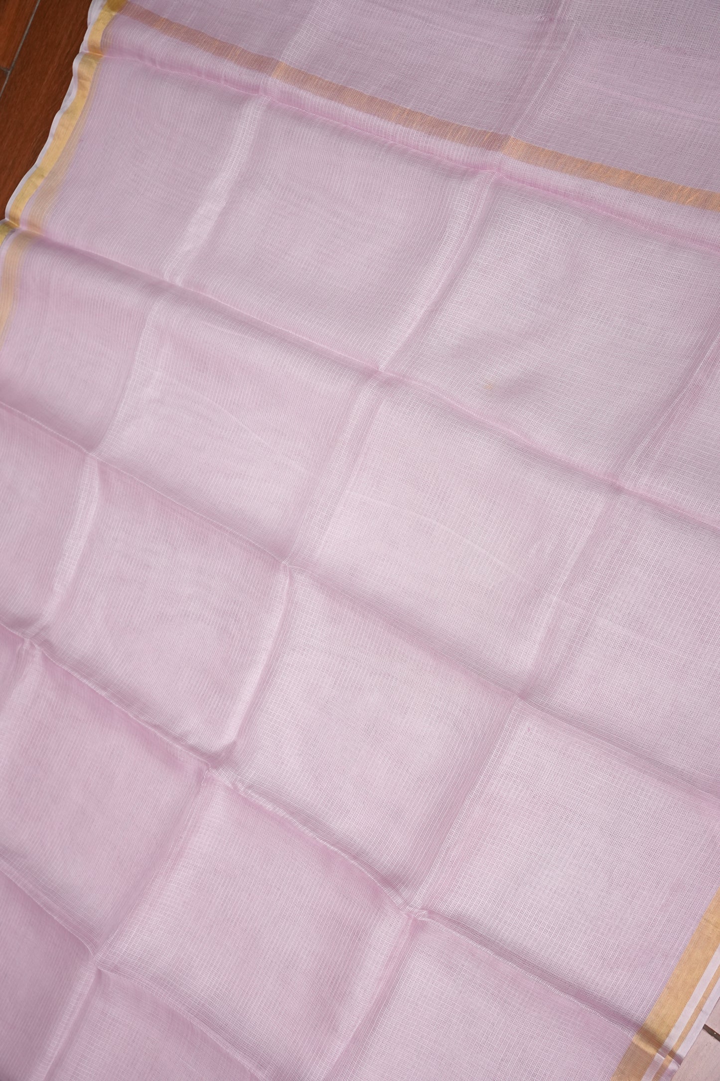 Silk Kota Saree with Zari Border – Pastel Pink