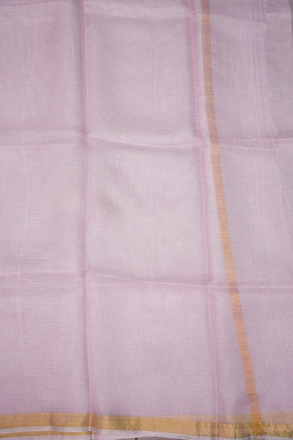 Silk Kota Saree with Zari Border – Pastel Pink