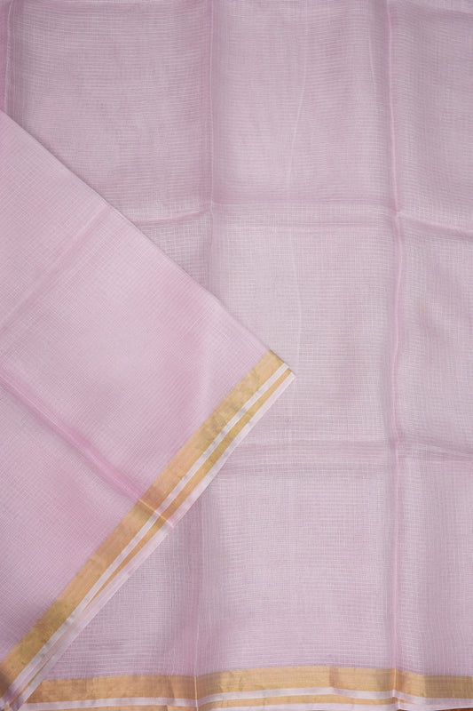 Silk Kota Saree with Zari Border – Pastel Pink