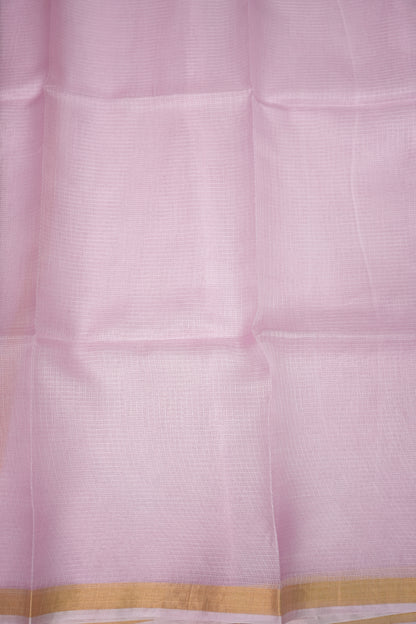 Silk Kota Saree with Zari Border – Pastel Pink