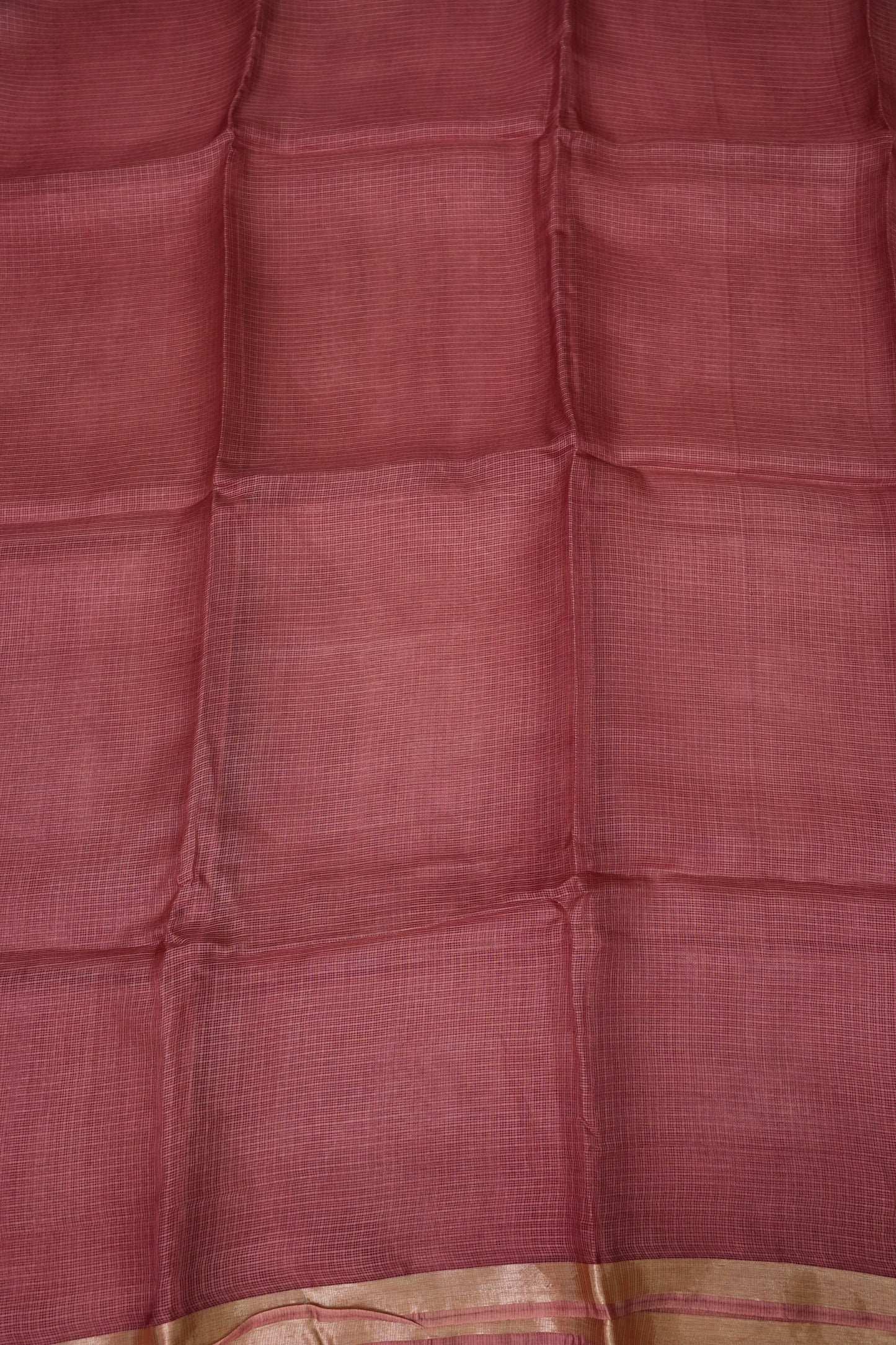 Silk Kota Saree with Zari Border – Dusty Rose