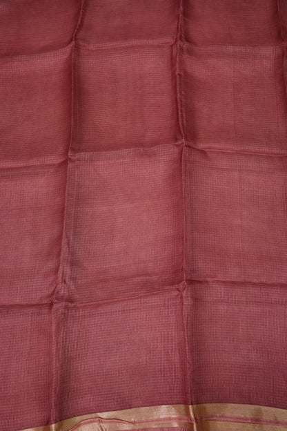 Silk Kota Saree with Zari Border – Dusty Rose