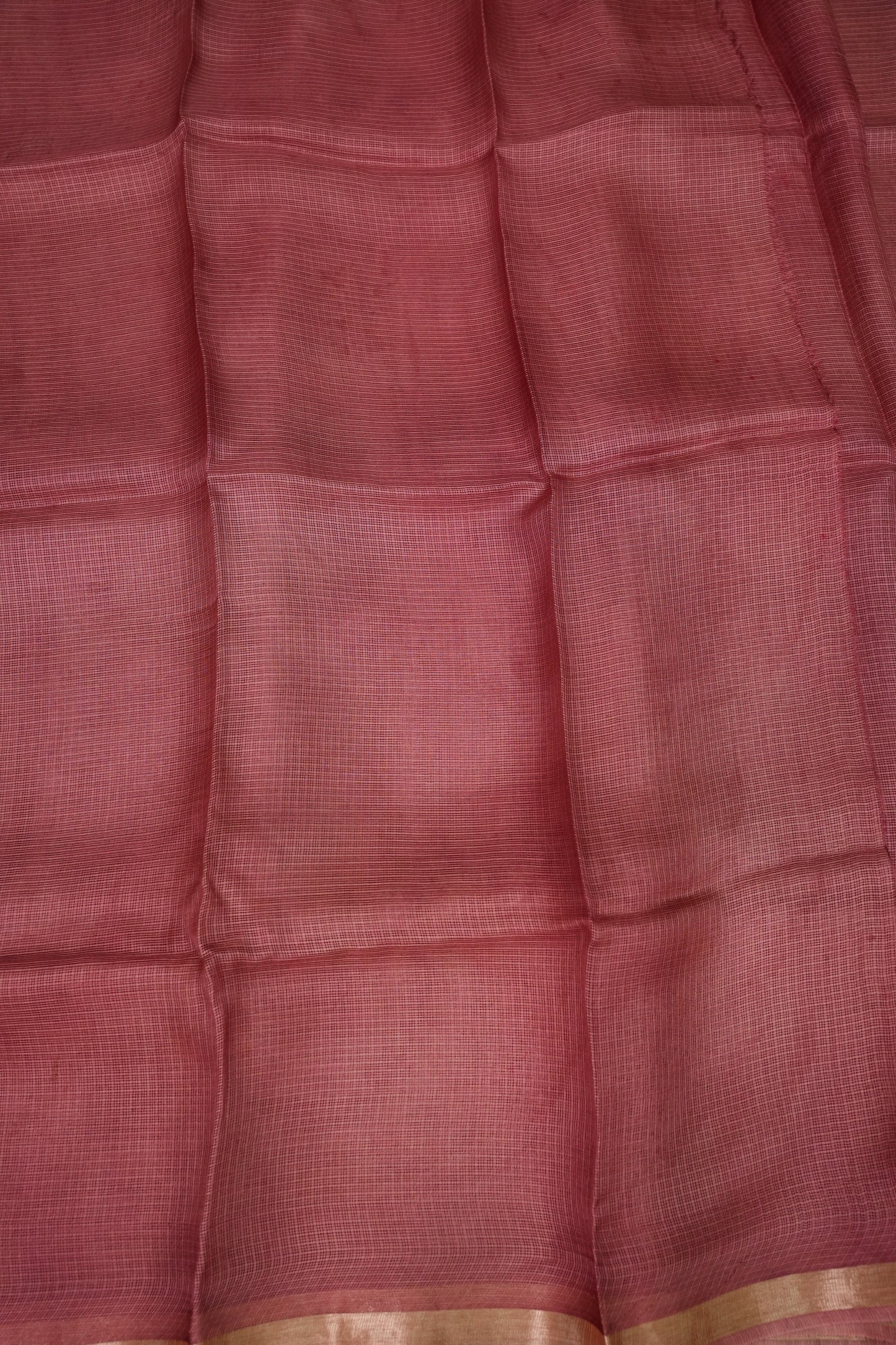 Silk Kota Saree with Zari Border – Dusty Rose