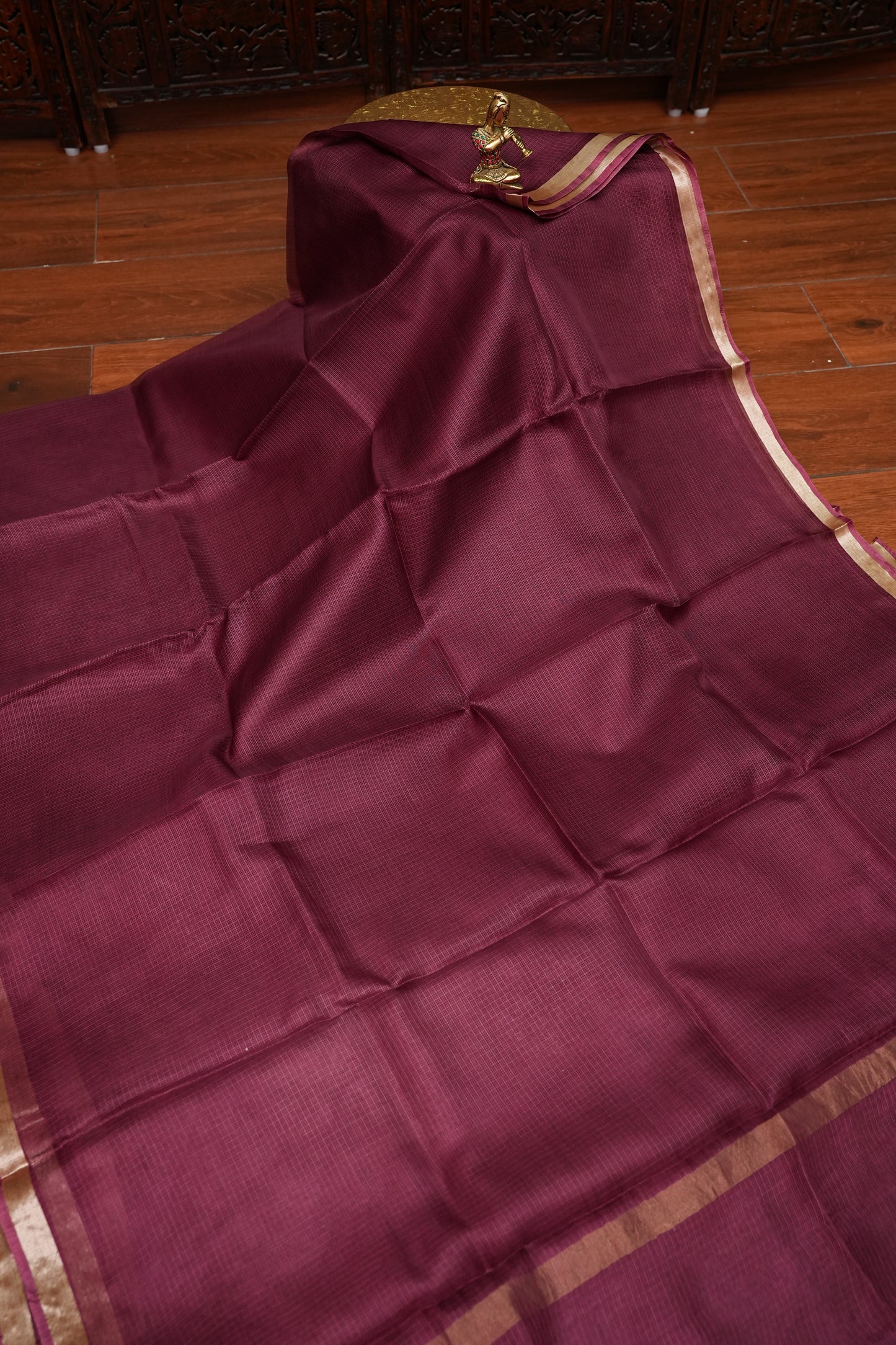 Silk Kota Saree with Zari Border – Wine
