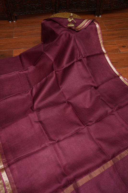 Silk Kota Saree with Zari Border – Wine