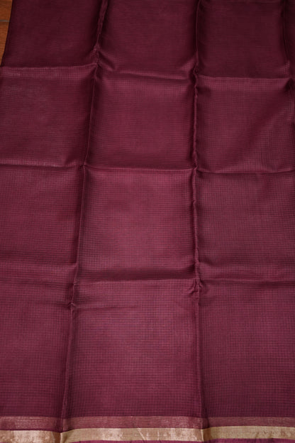 Silk Kota Saree with Zari Border – Wine