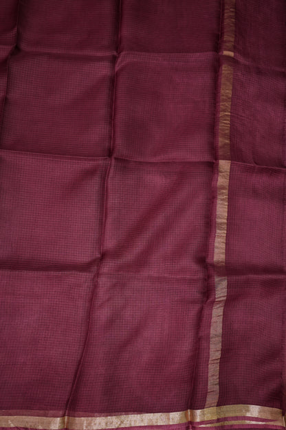 Silk Kota Saree with Zari Border – Wine
