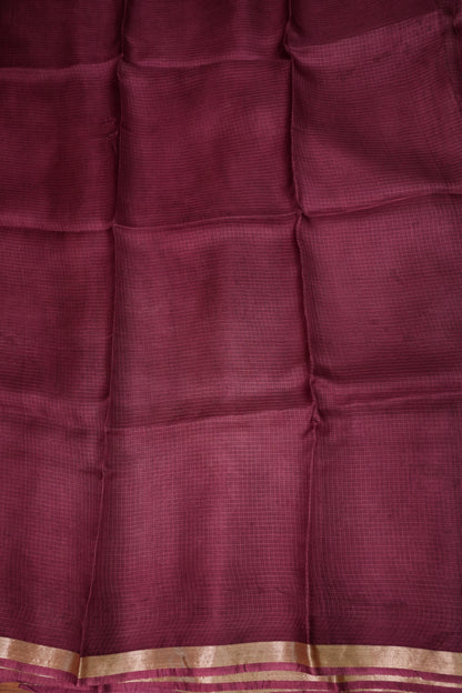 Silk Kota Saree with Zari Border – Wine