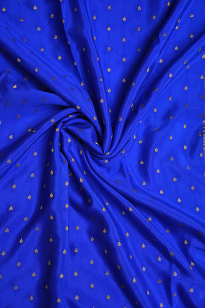Pure Crepe Mysore Silk Saree in Ink Blue With Contrast Sky Blue Border