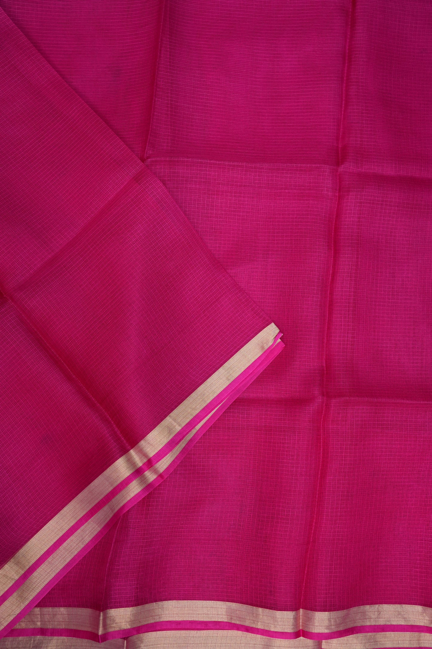 Silk Kota Saree with Zari Border – Rani Pink