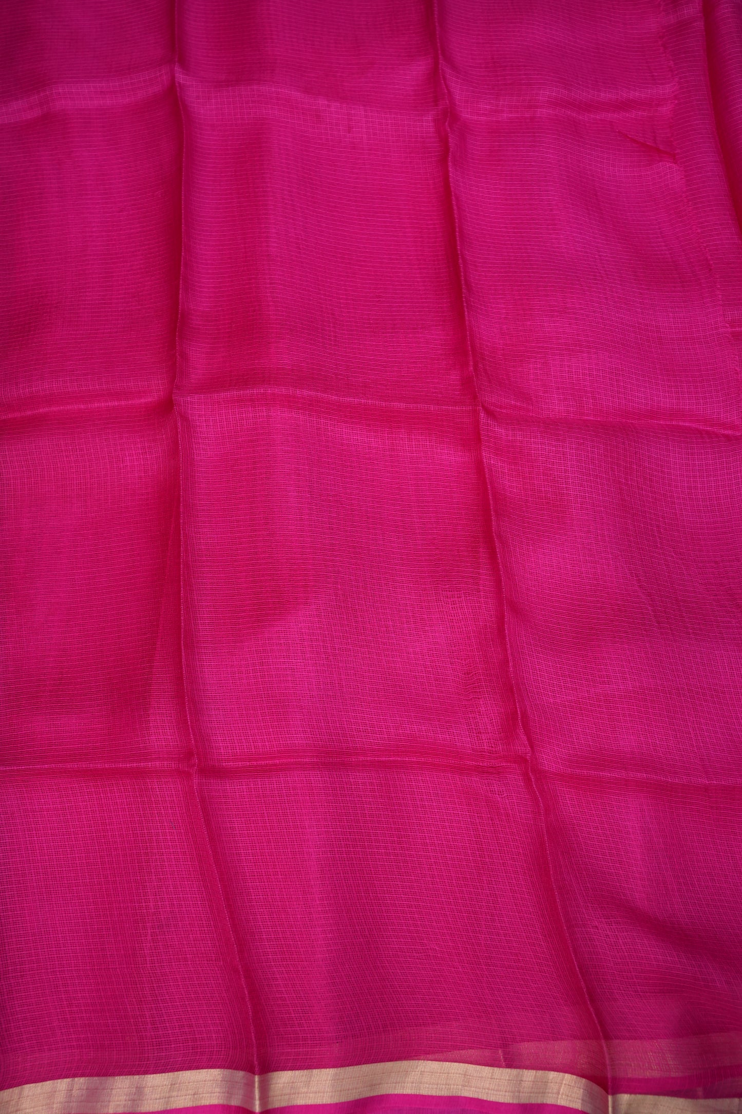 Silk Kota Saree with Zari Border – Rani Pink