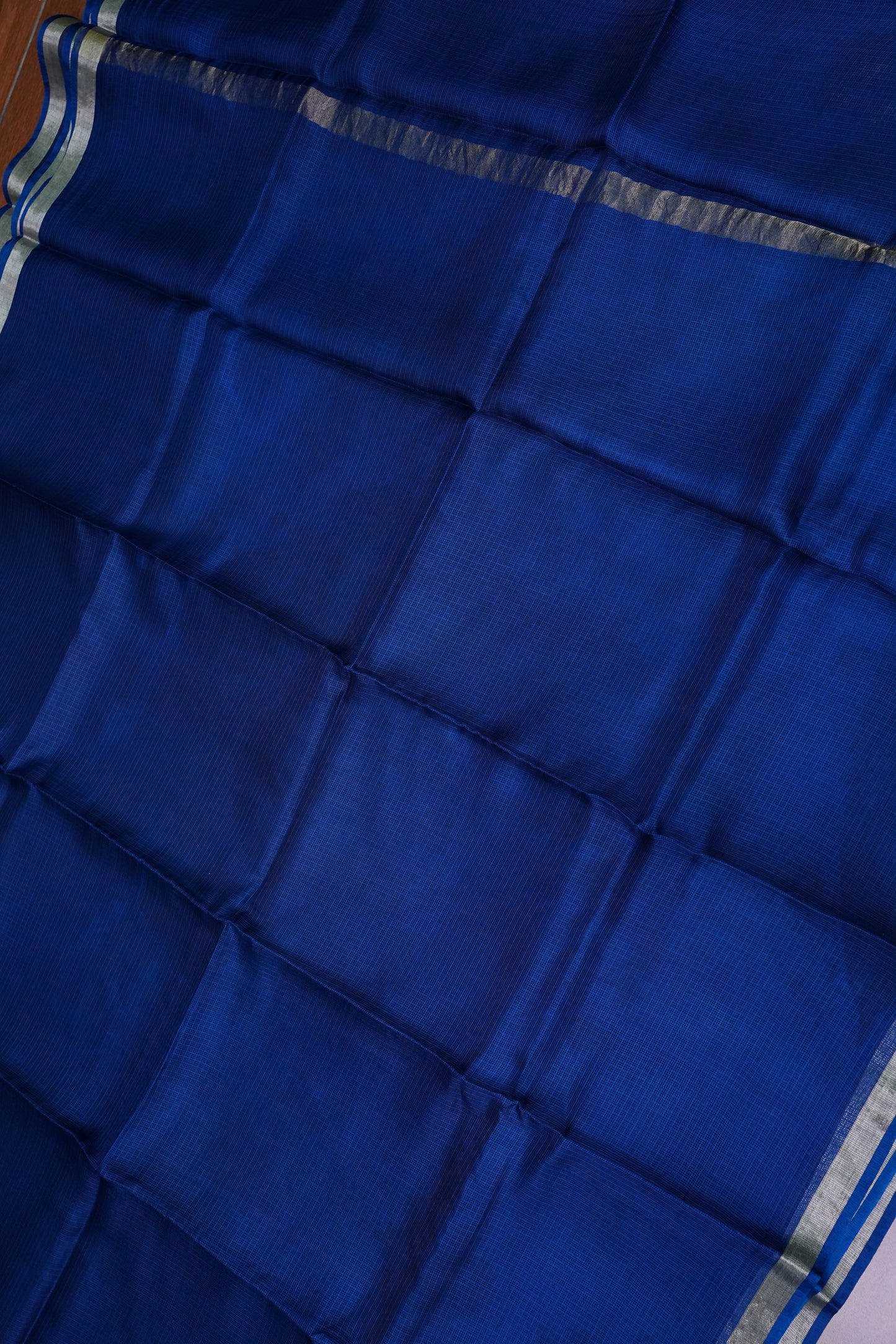Silk Kota Saree with Silver Zari Border – Royal Blue