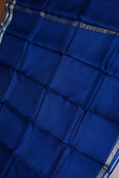 Silk Kota Saree with Silver Zari Border – Royal Blue