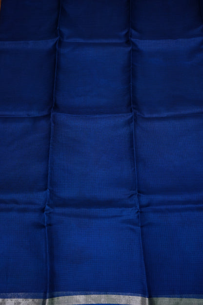 Silk Kota Saree with Silver Zari Border – Royal Blue